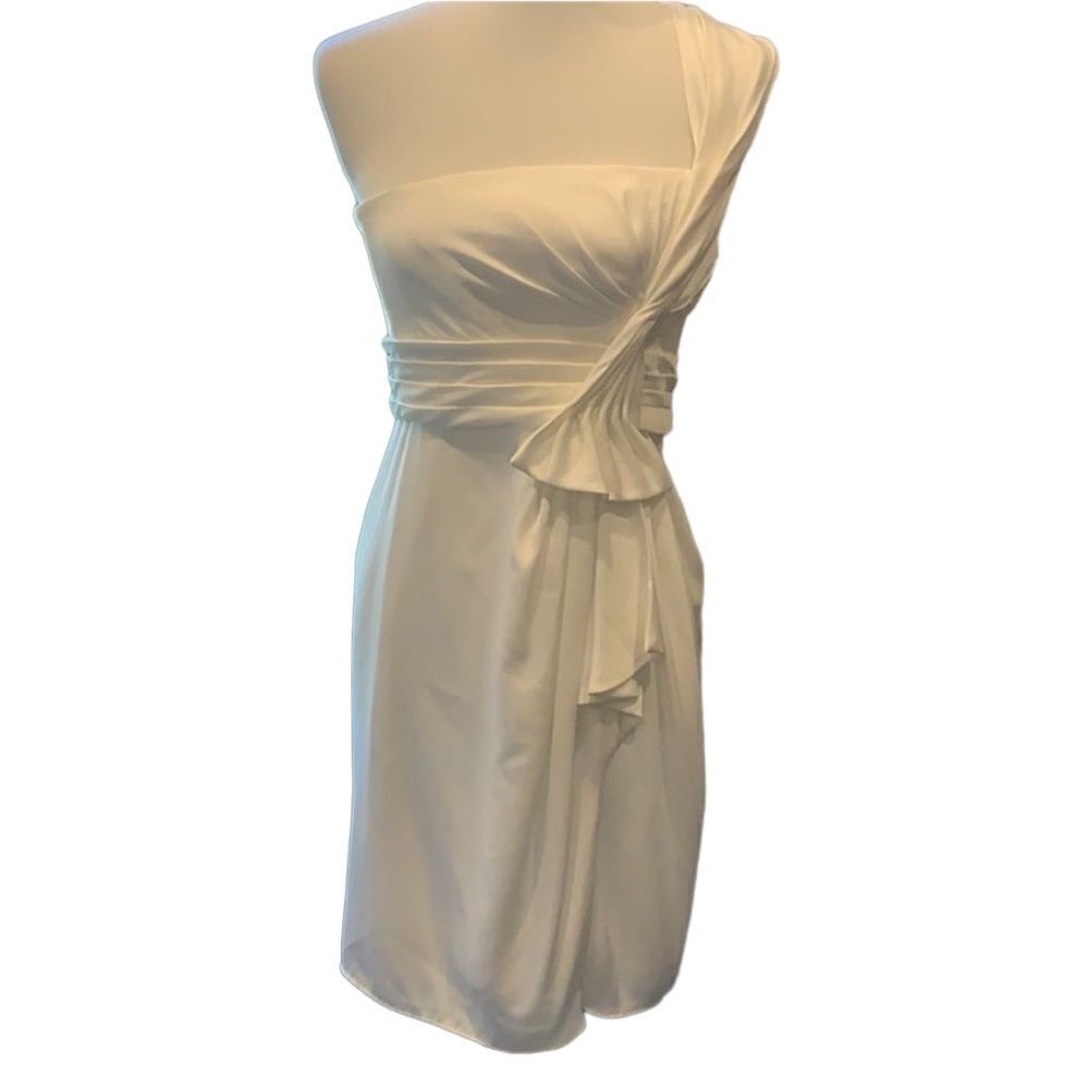 👗 BCBG One-Shoulder Dress - White - Size 6 - NWT - Armpit to Hem 26”